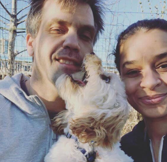 Jeff Palm with his wife, Sarah Cooper and dog Stella.